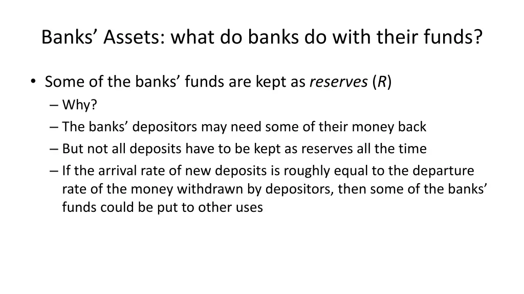 banks assets what do banks do with their funds