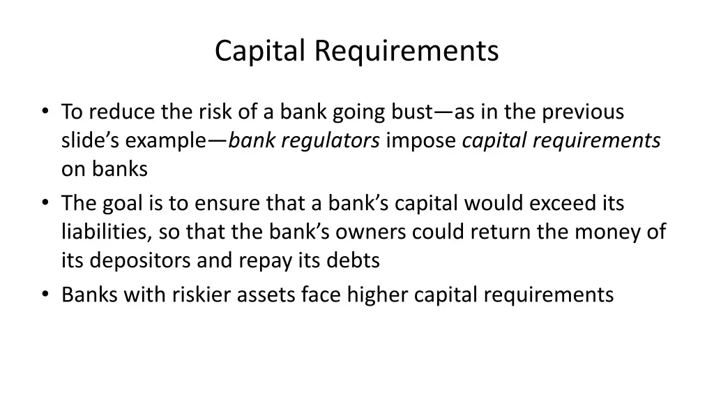 capital requirements