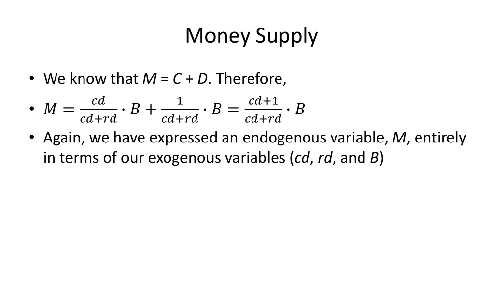 money supply