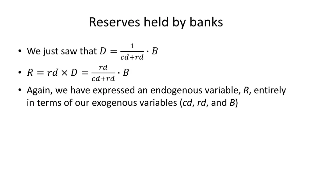 reserves held by banks