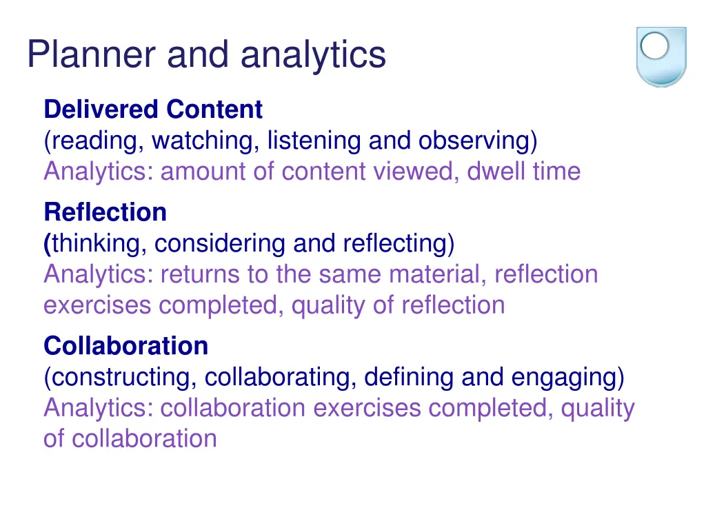 planner and analytics