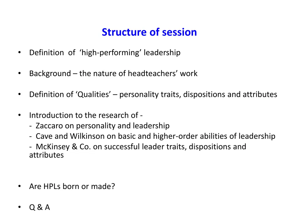 structure of session