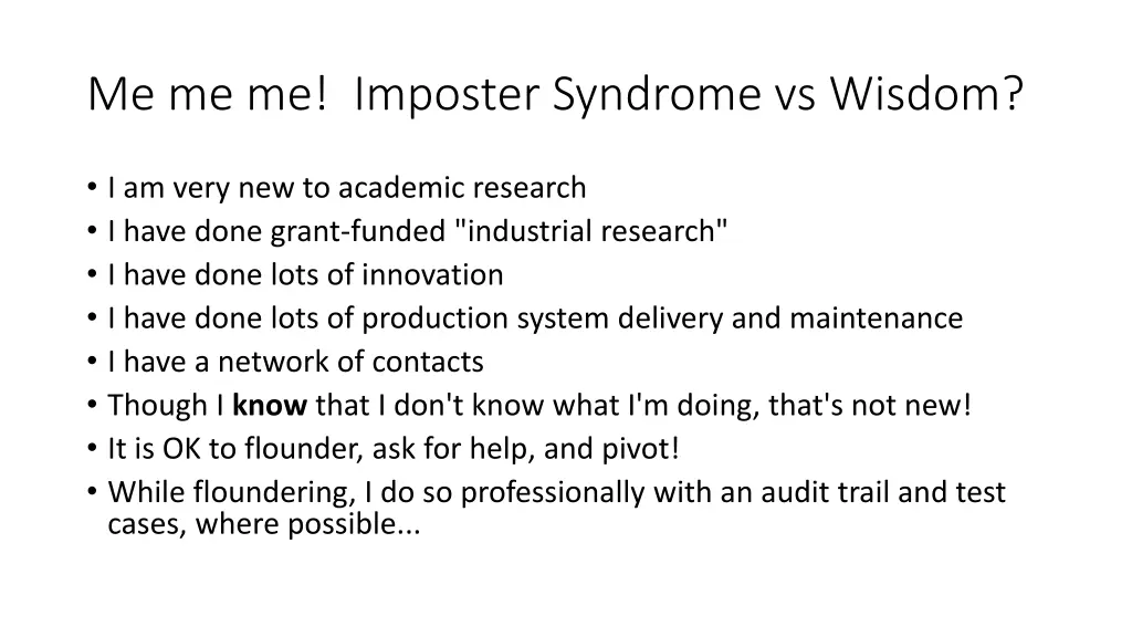 me me me imposter syndrome vs wisdom
