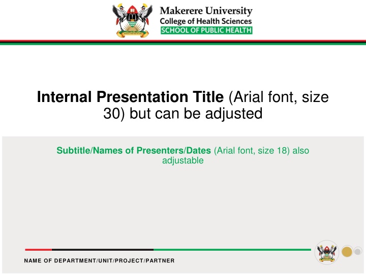 internal presentation title arial font size