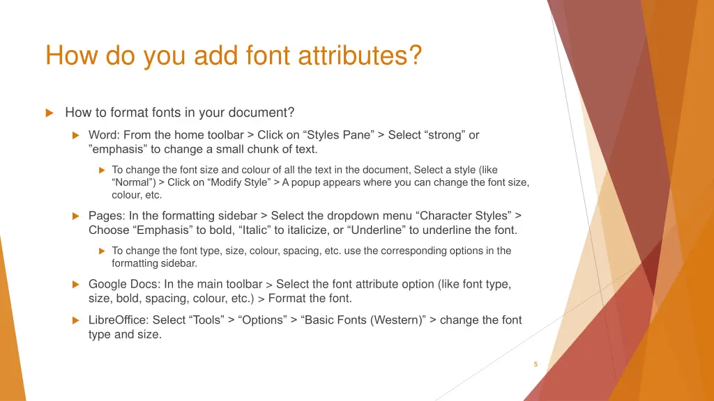 how do you add font attributes