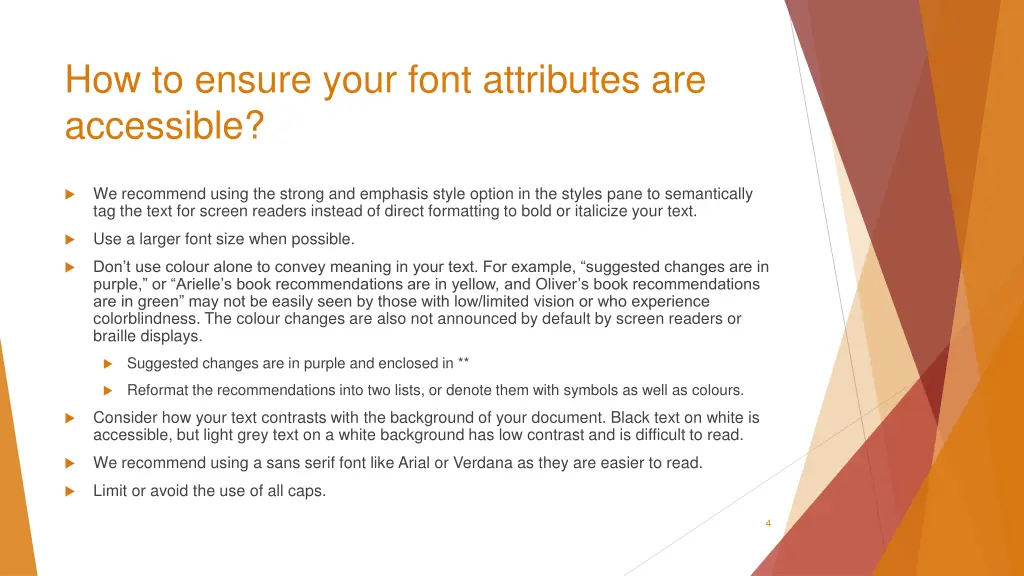 how to ensure your font attributes are accessible