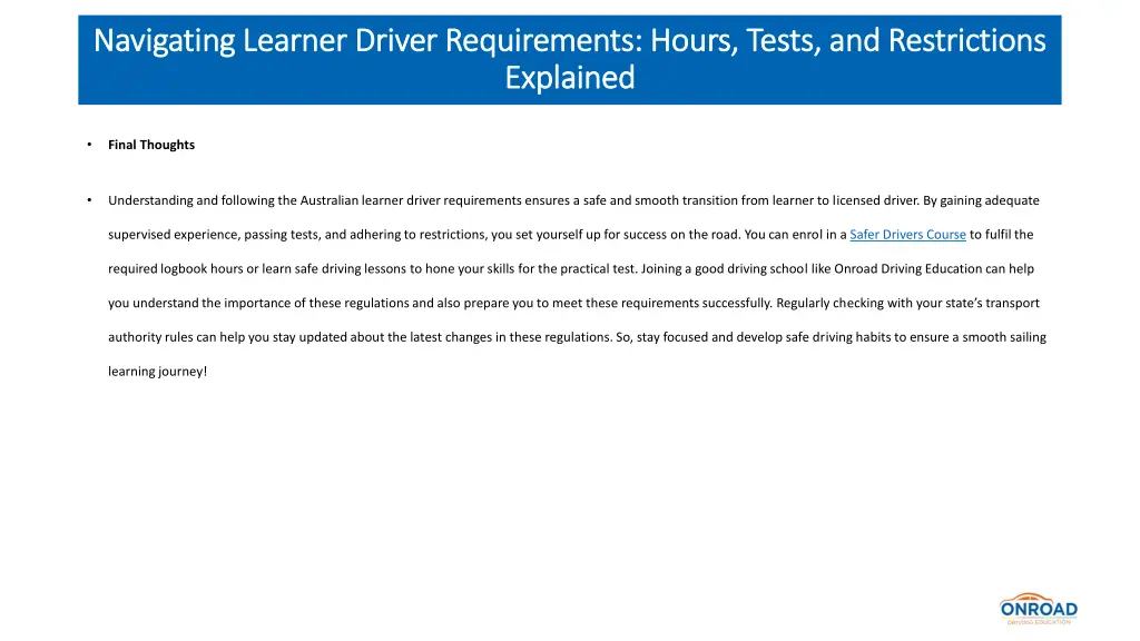 navigating learner driver requirements hours 7