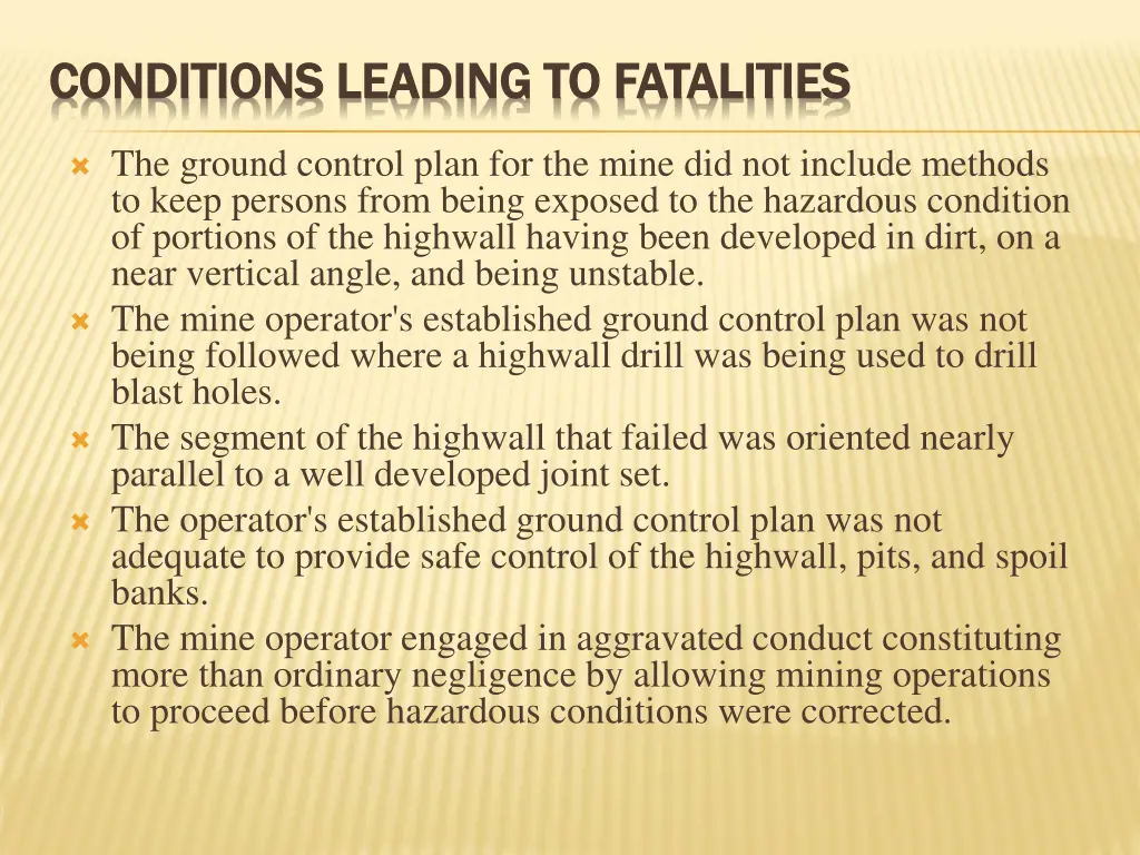 conditions leading to fatalities conditions 3