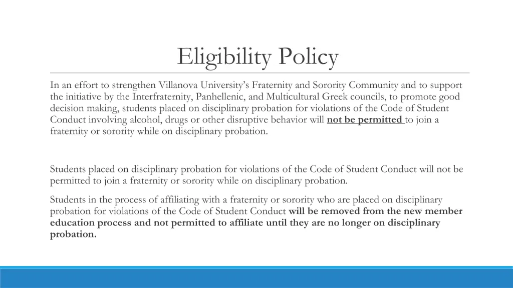eligibility policy
