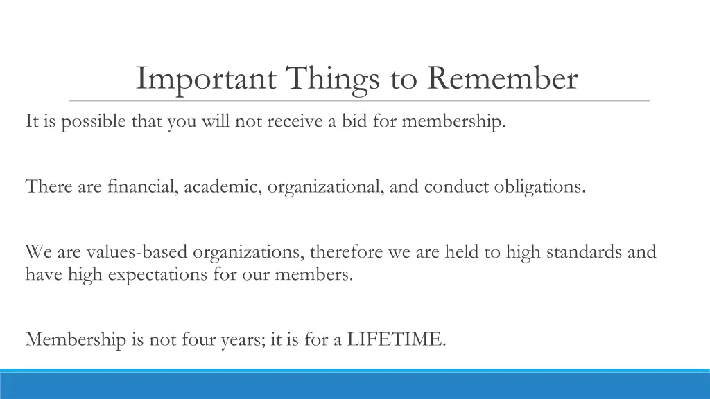 important things to remember