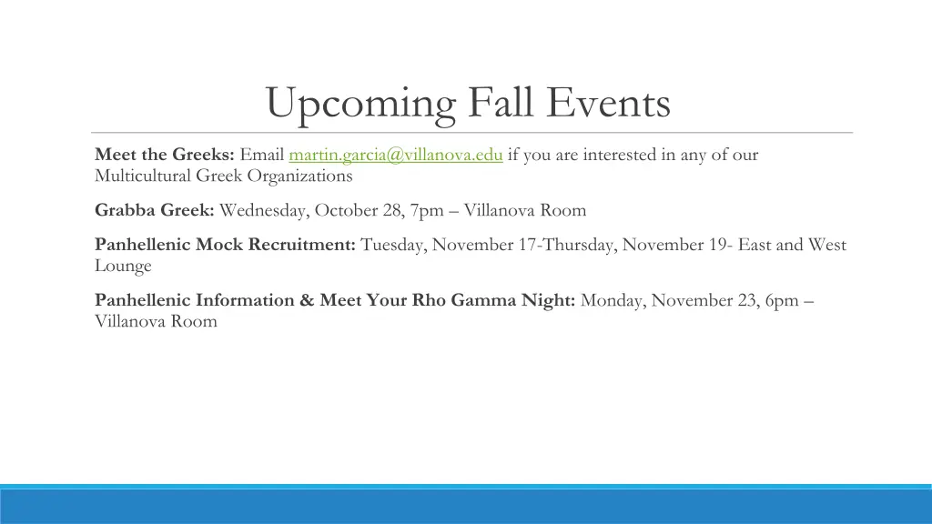 upcoming fall events