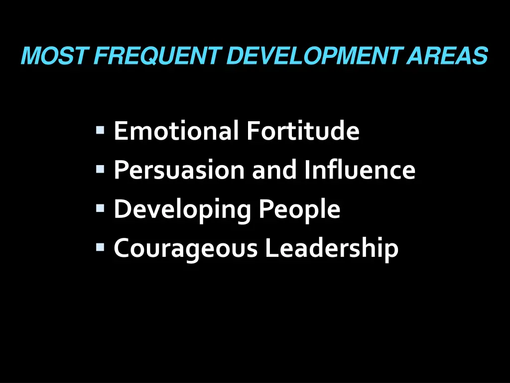 most frequent development areas