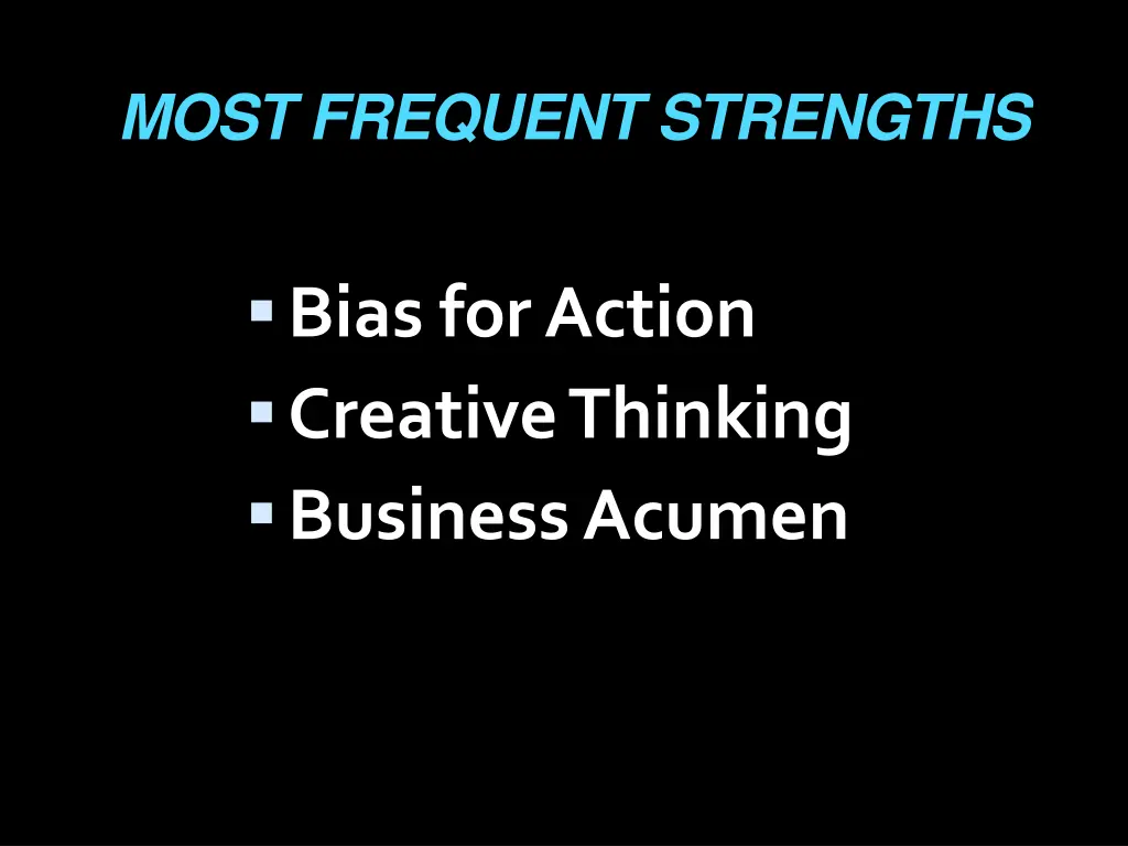 most frequent strengths