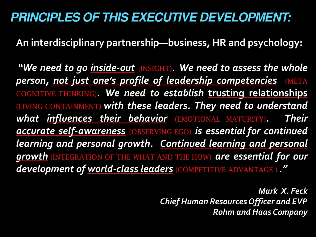 principles of this executive development