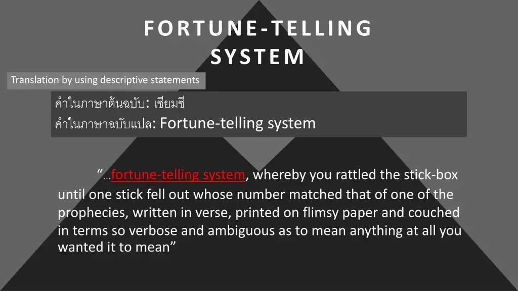 fortune telling system