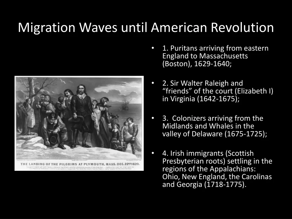 migration waves until american revolution
