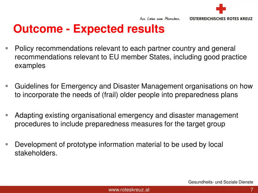outcome expected results