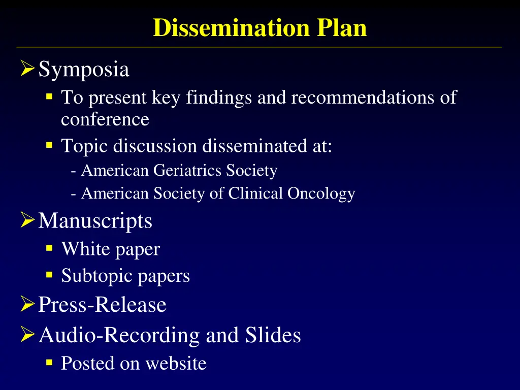 dissemination plan