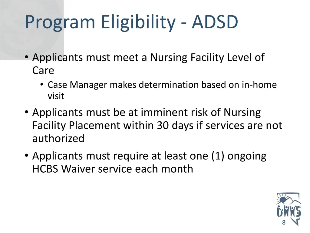 program eligibility adsd