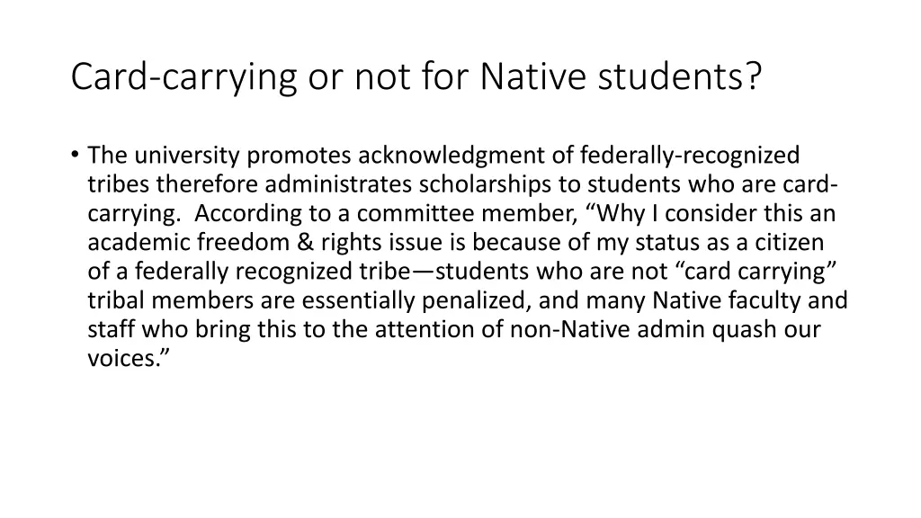 card carrying or not for native students