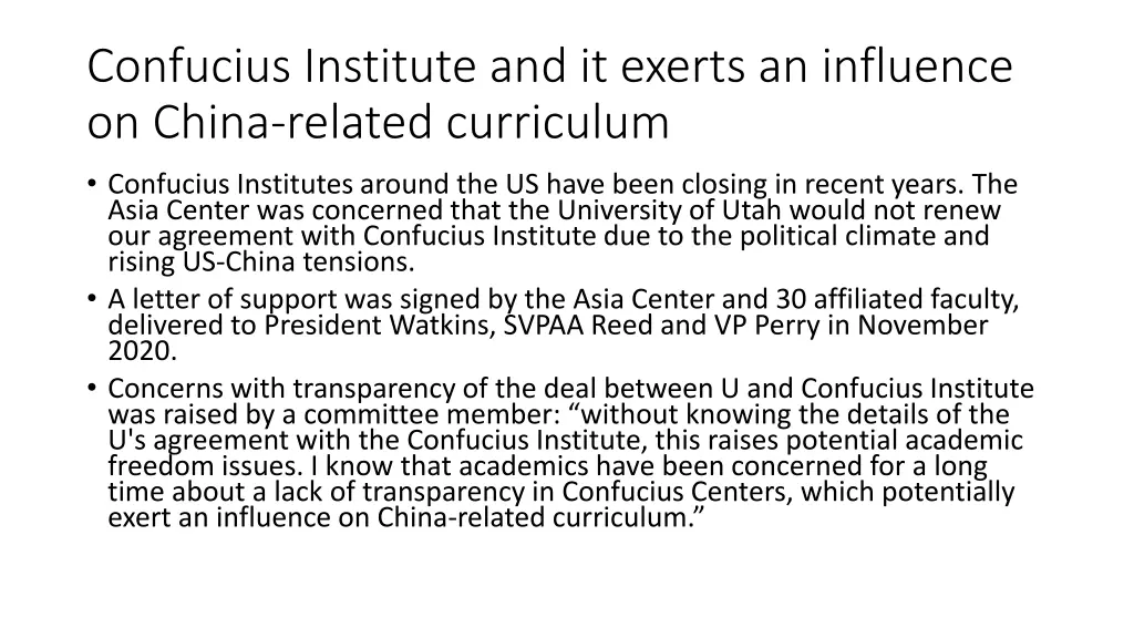 confucius institute and it exerts an influence