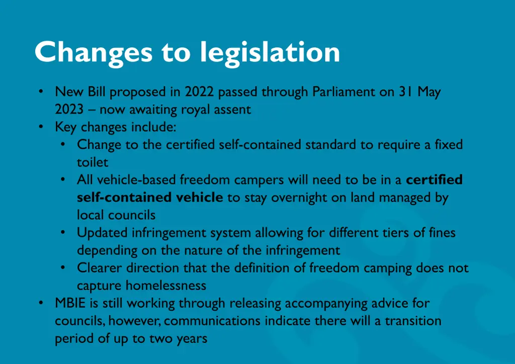 changes to legislation