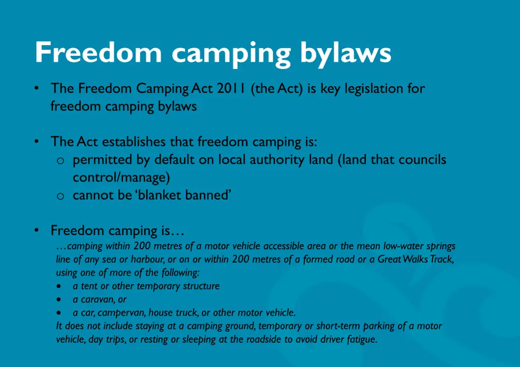freedom camping bylaws
