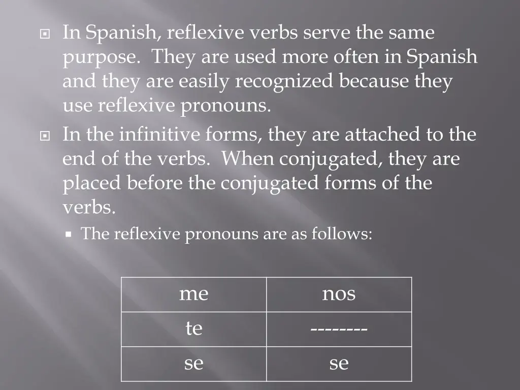 in spanish reflexive verbs serve the same purpose