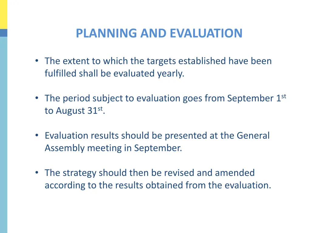 planning and evaluation