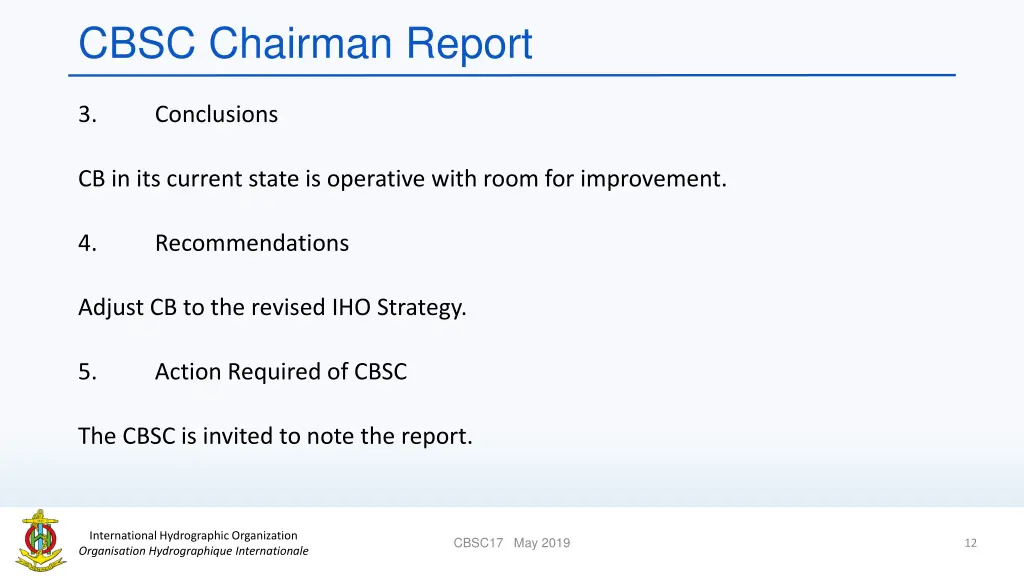 cbsc chairman report