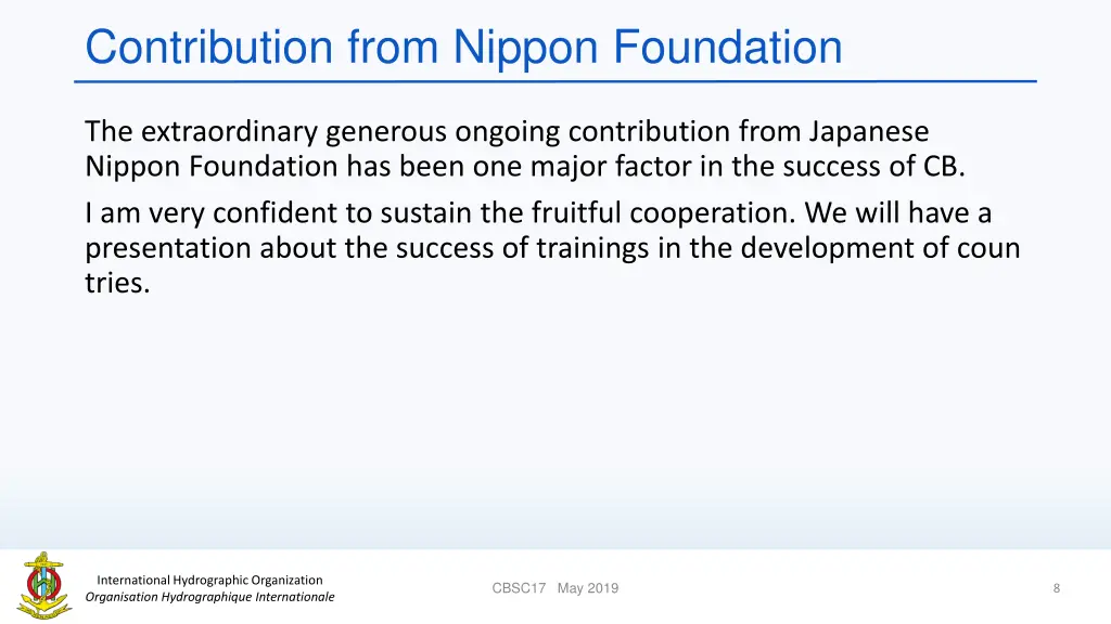 contribution from nippon foundation