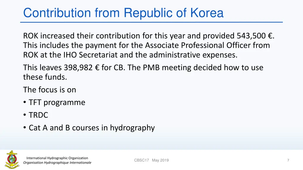 contribution from republic of korea