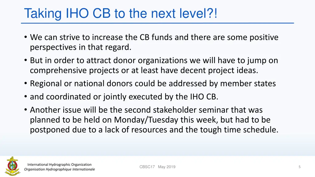 taking iho cb to the next level
