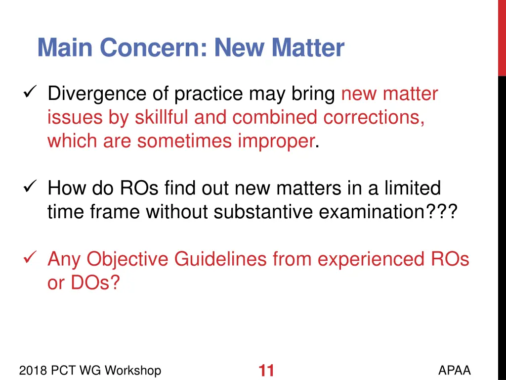 main concern new matter