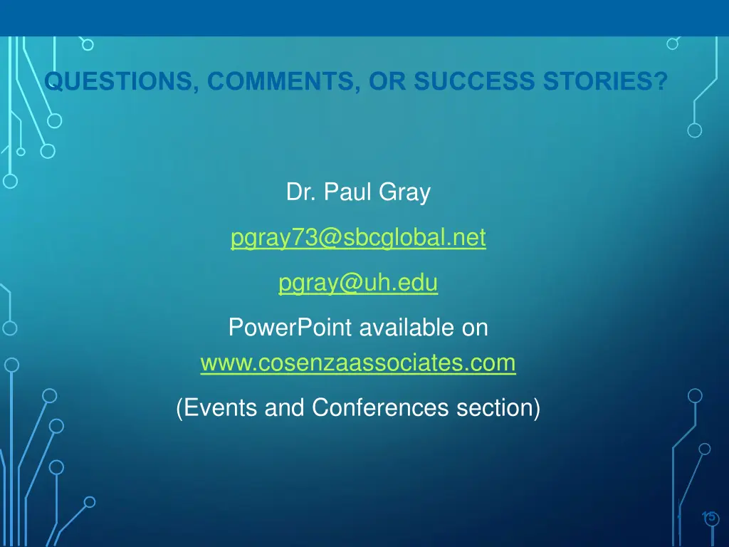 questions comments or success stories