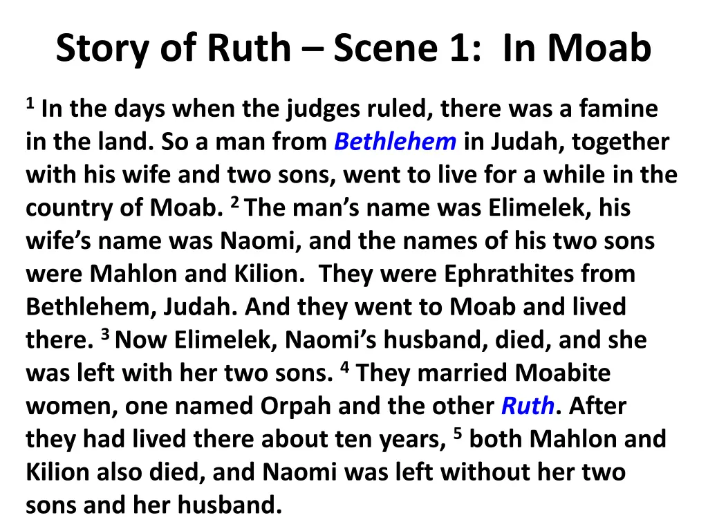 story of ruth scene 1 in moab