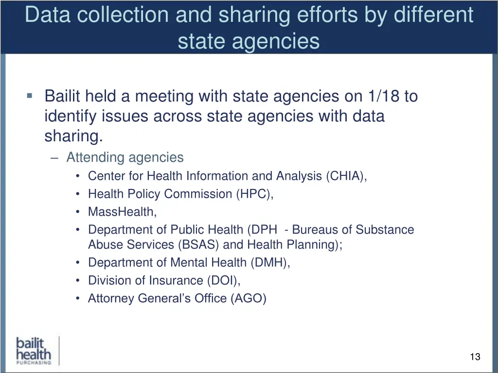data collection and sharing efforts by different