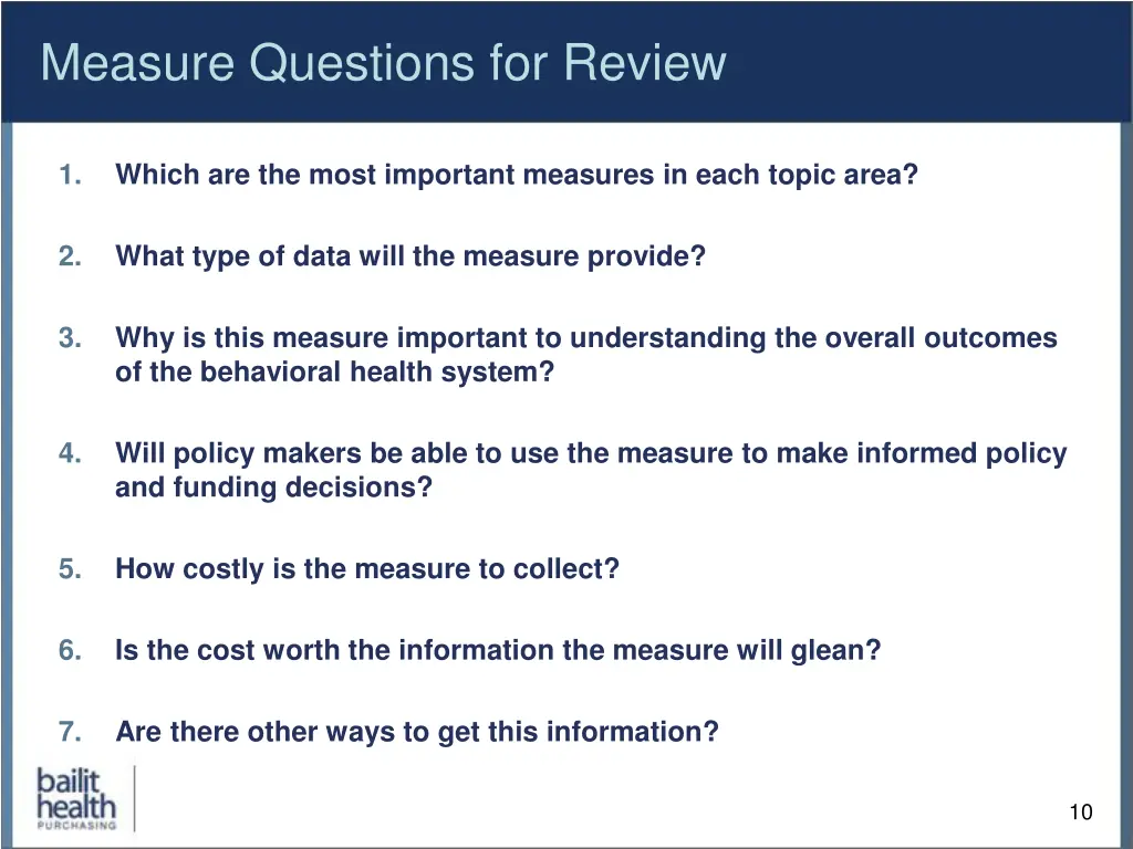 measure questions for review