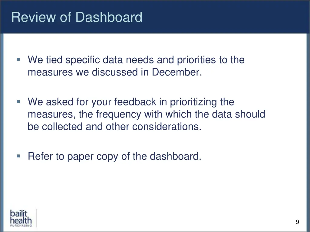 review of dashboard