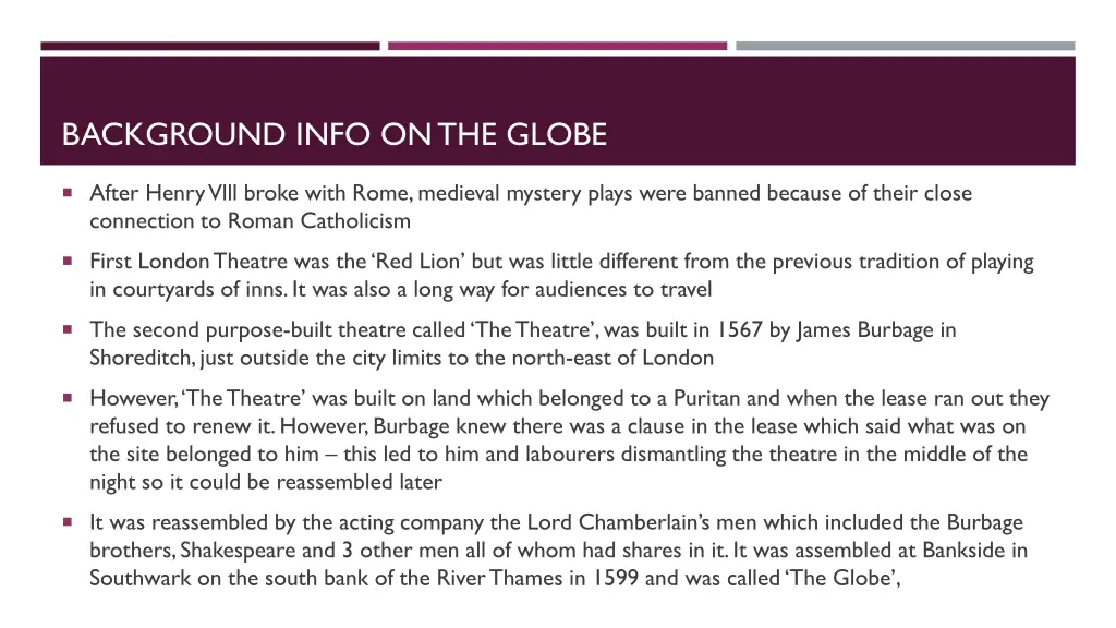 background info on the globe