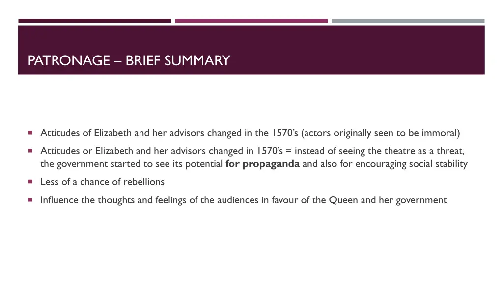 patronage brief summary