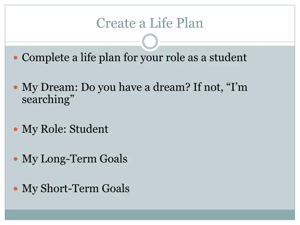 create a life plan