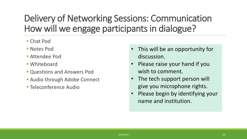 delivery of networking sessions communication 1
