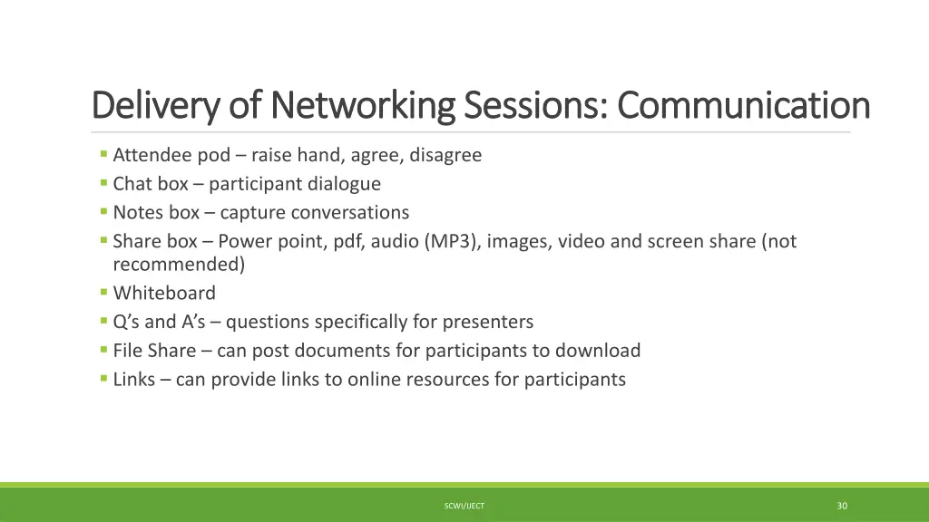delivery of networking sessions communication 2