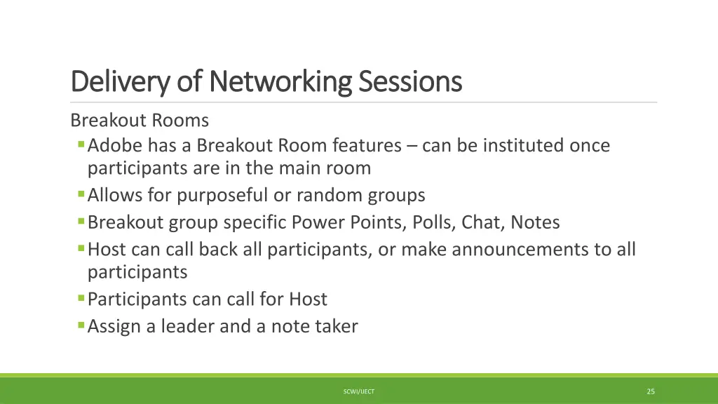 delivery of networking sessions delivery 1
