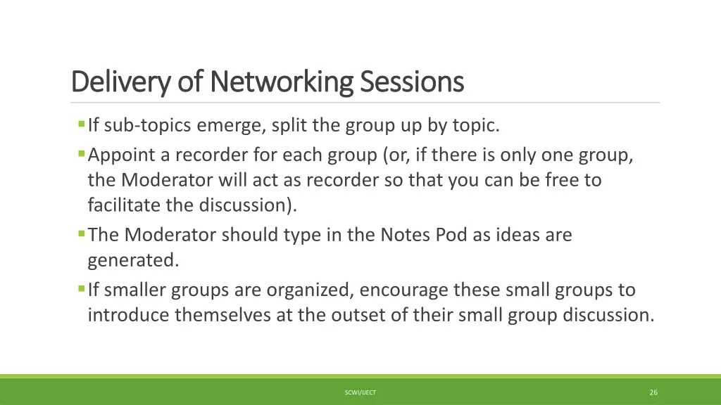 delivery of networking sessions delivery 2