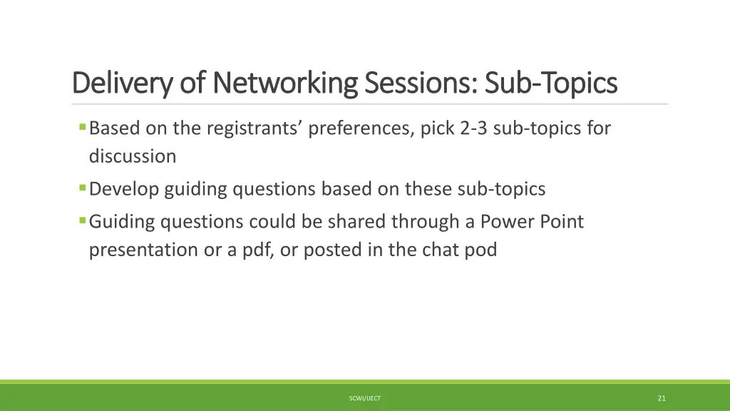 delivery of networking sessions sub delivery 2