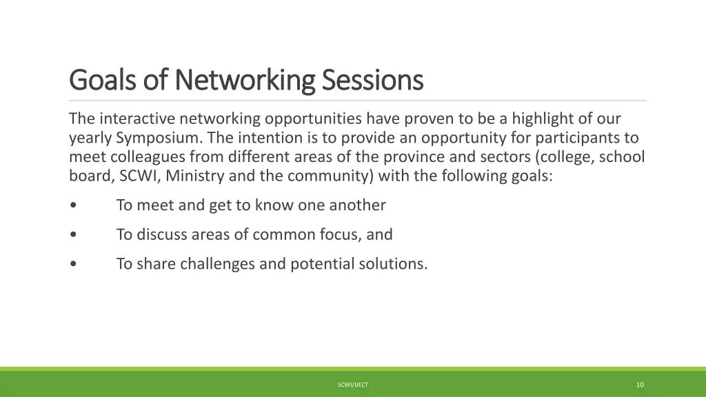 goals of networking sessions goals of networking