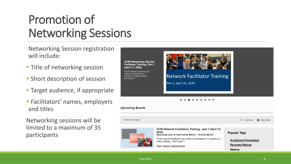 promotion of promotion of networking sessions