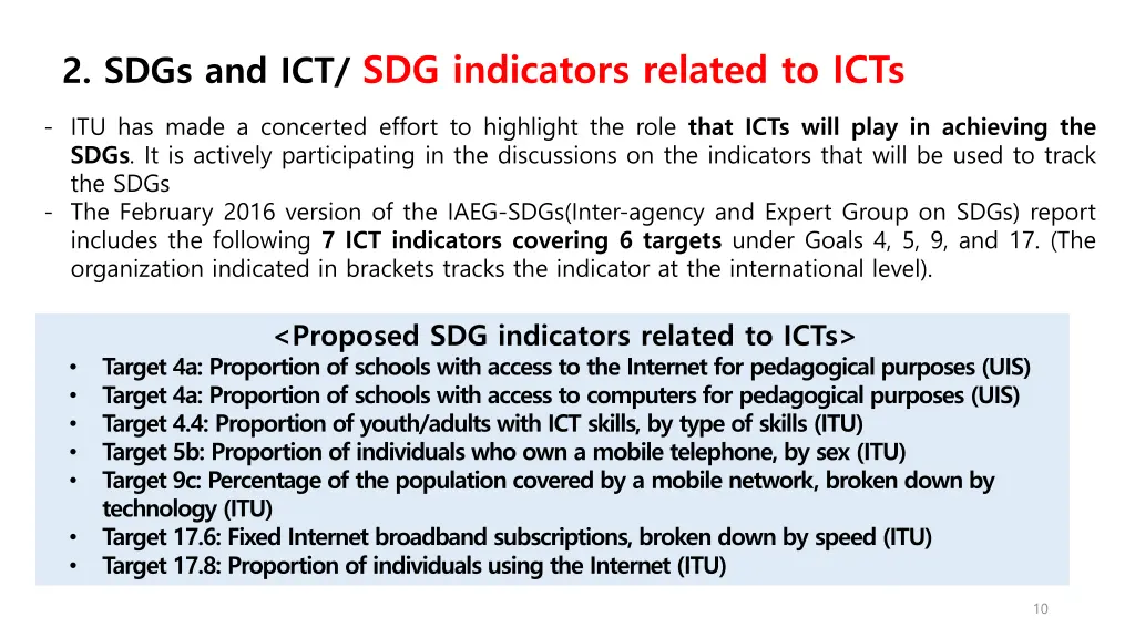 2 sdgs and ict sdg indicators related to icts